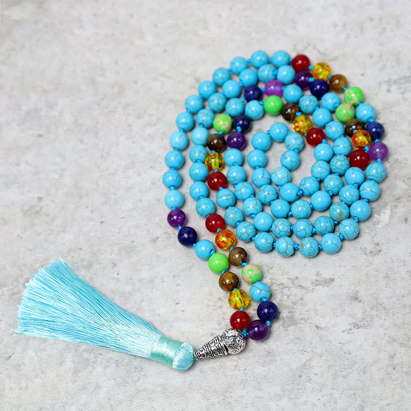 108 Beads Turquoise Mala Necklace for Meditation and Balance