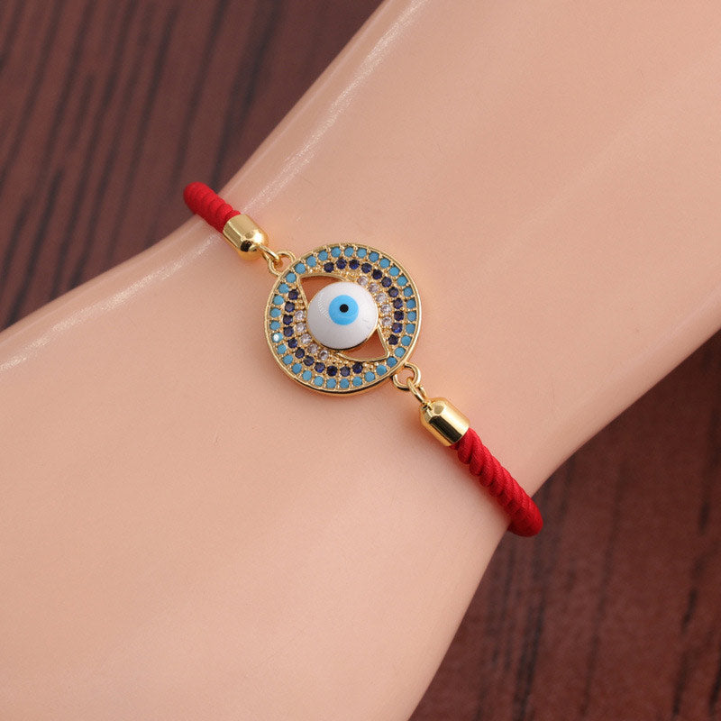 Verstellbares Armband zum Schutz vor dem bösen Blick mit roter Schnur und Kupfer