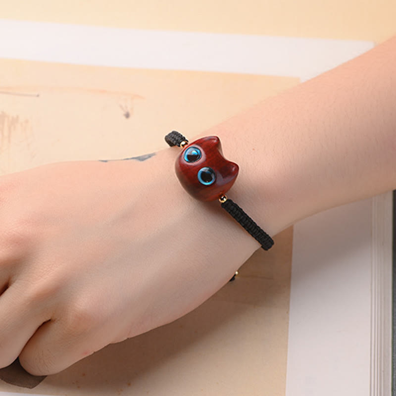 Unisex-Armband mit kleinem Blatt aus rotem Sandelholz und Ebenholz, beruhigender Schutz