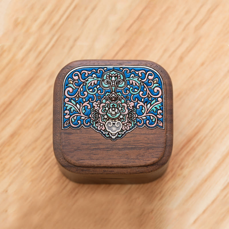 Handgemachte Ring-Schmuck-Aufbewahrungsbox aus schwarzem Walnussholz