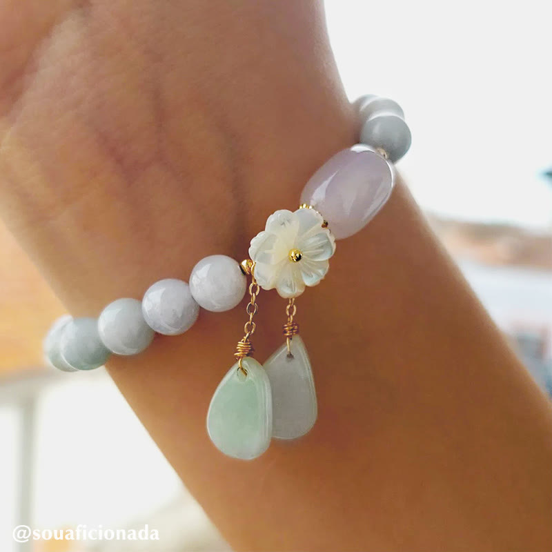 Weißes Jade-Glücks- und Schutzarmband, 7,5 mm Perlen