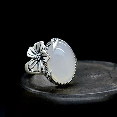 990 Sterling Silber Chalcedon Pflaume Positive Harmonie Ring