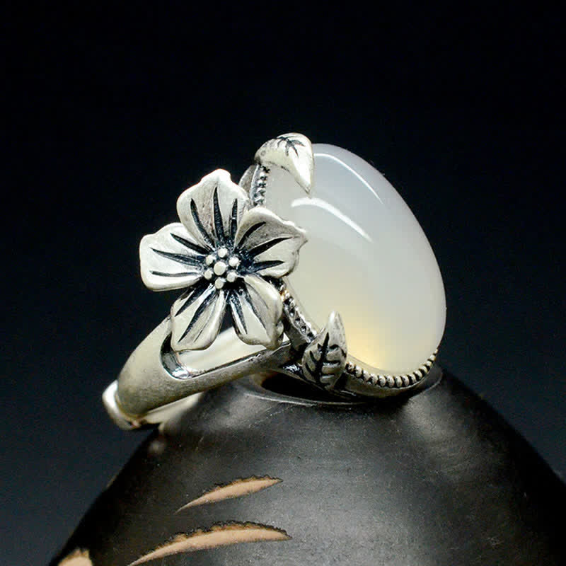 990 Sterling Silber Chalcedon Pflaume Positive Harmonie Ring