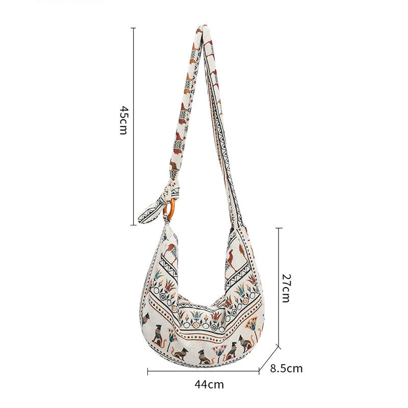 Umhängetasche mit geometrischem Streifenmuster | Verstellbare Schultertasche