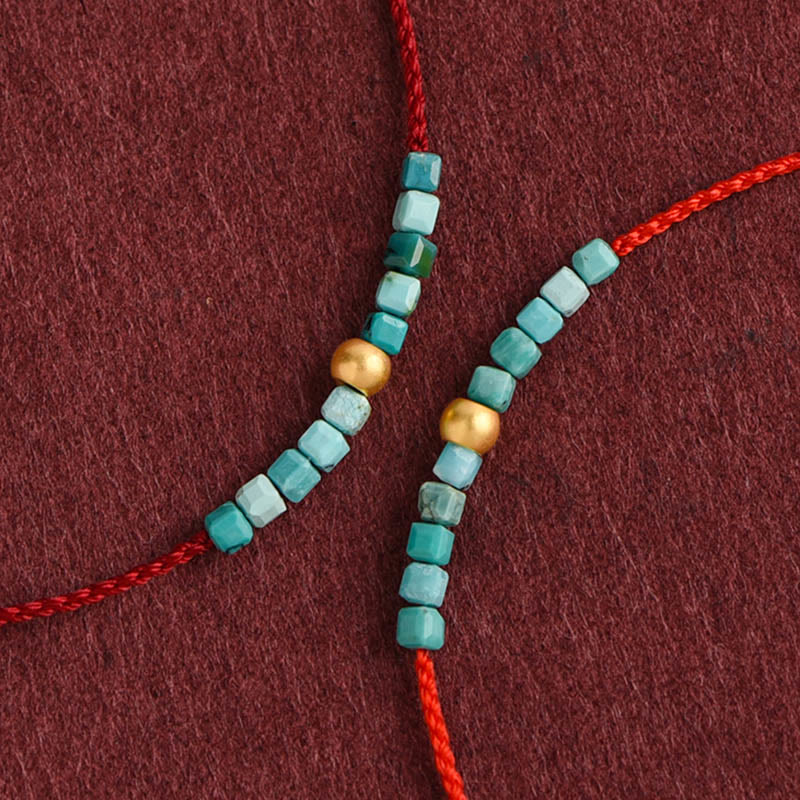 999 Goldperlen Türkis Schutz Geflochtenes Armband Fußkettchen