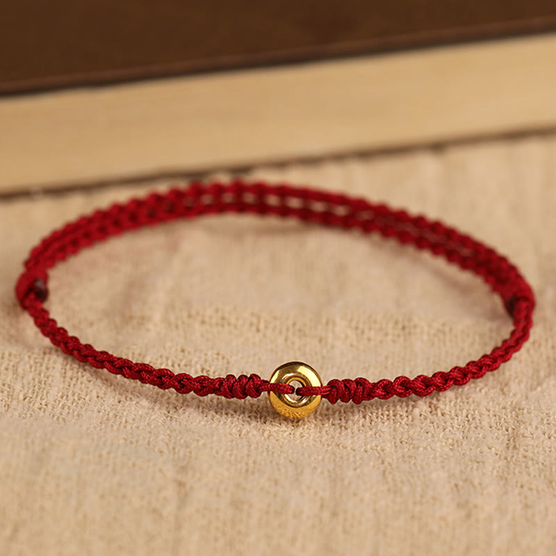 999 Gold Peace Buckle Rotes Schnurarmband für Schutz und Glück
