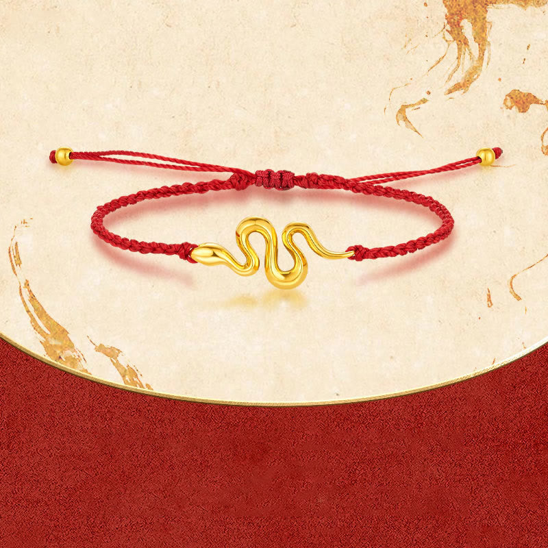 999 Gold Schlangenarmband mit roter Schnur für 2025