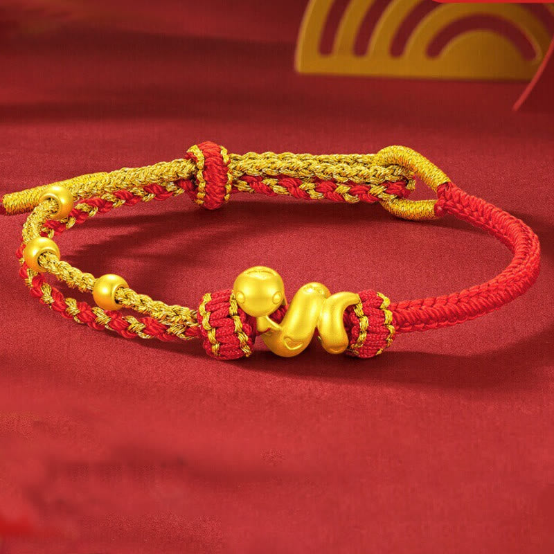 999 Gold Schlange Rote Schnur Glücksarmband
