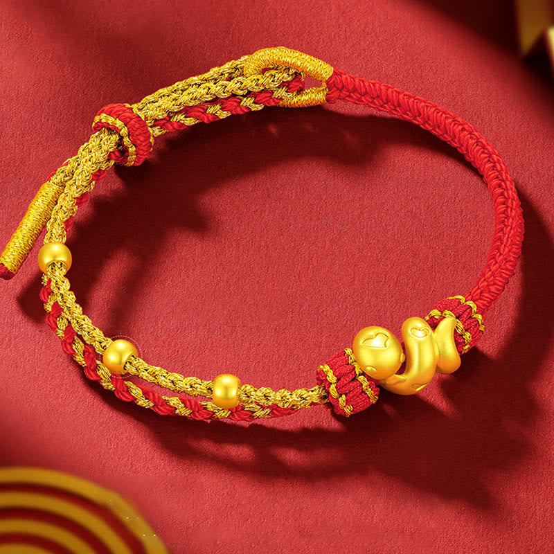999 Gold Schlange Rote Schnur Glücksarmband
