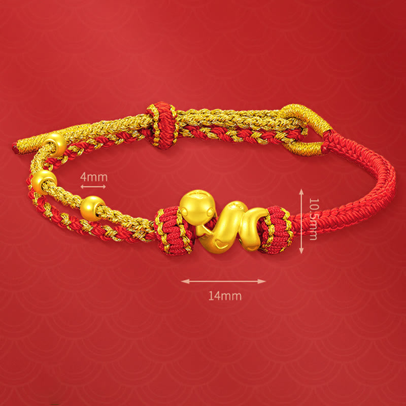 999 Gold Schlange Rote Schnur Glücksarmband