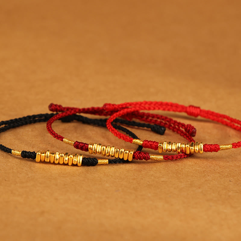 Ultradünnes geflochtenes rotes Schnurarmband aus 999er Gold