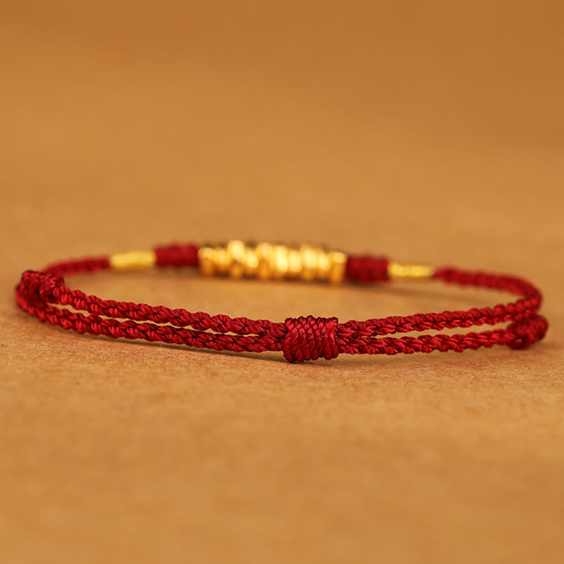Ultradünnes geflochtenes rotes Schnurarmband aus 999er Gold