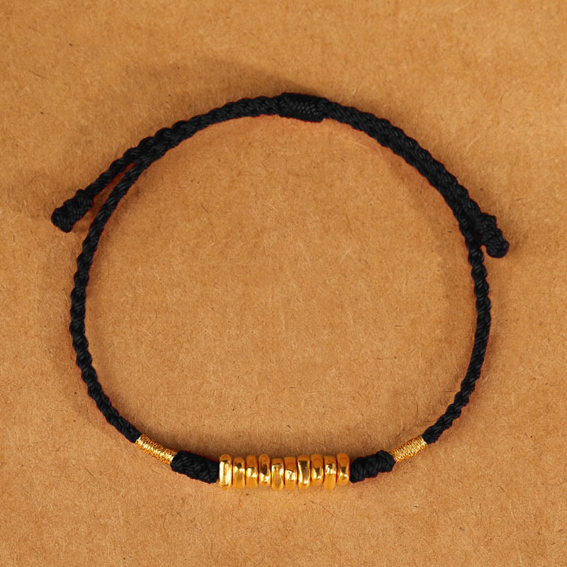 Ultradünnes geflochtenes rotes Schnurarmband aus 999er Gold