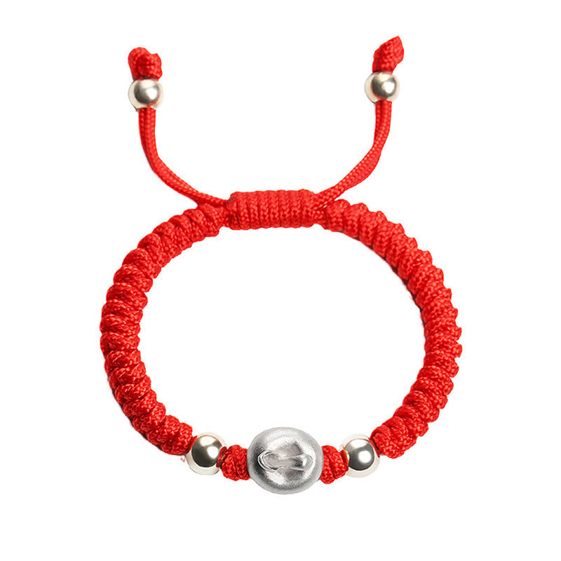 999 Sterling Silber Apfel Rote Schnur Schutzarmband