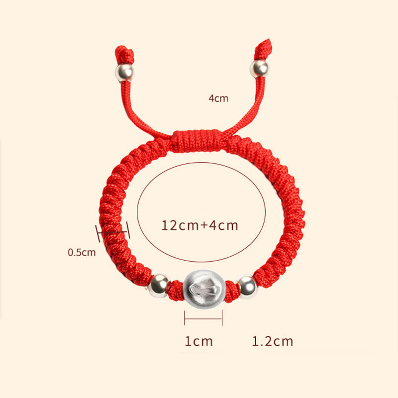 999 Sterling Silber Apfel Rote Schnur Schutzarmband