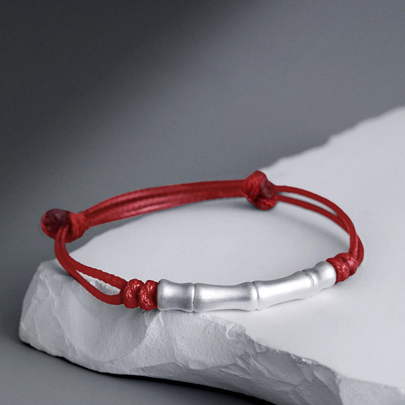 999 Sterling Silber Knochenmuster Rote Schnur Armband für Glück und Schutz