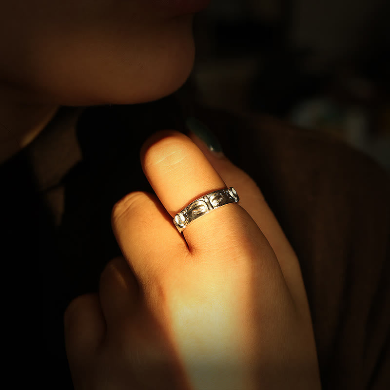 Schutzring mit Buddha-Augen aus 999er Sterlingsilber