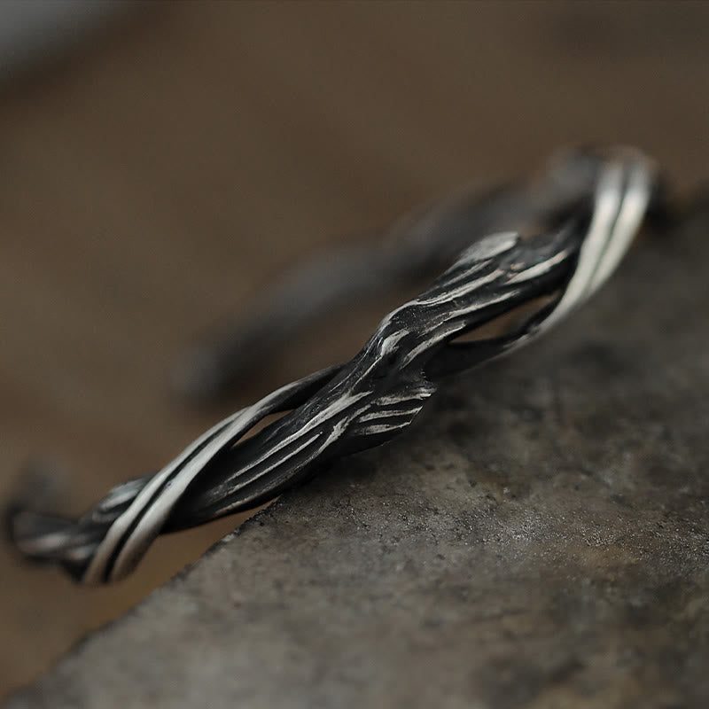 999 Sterling Silber Treibholz Manschette Armband spirituelle Balance