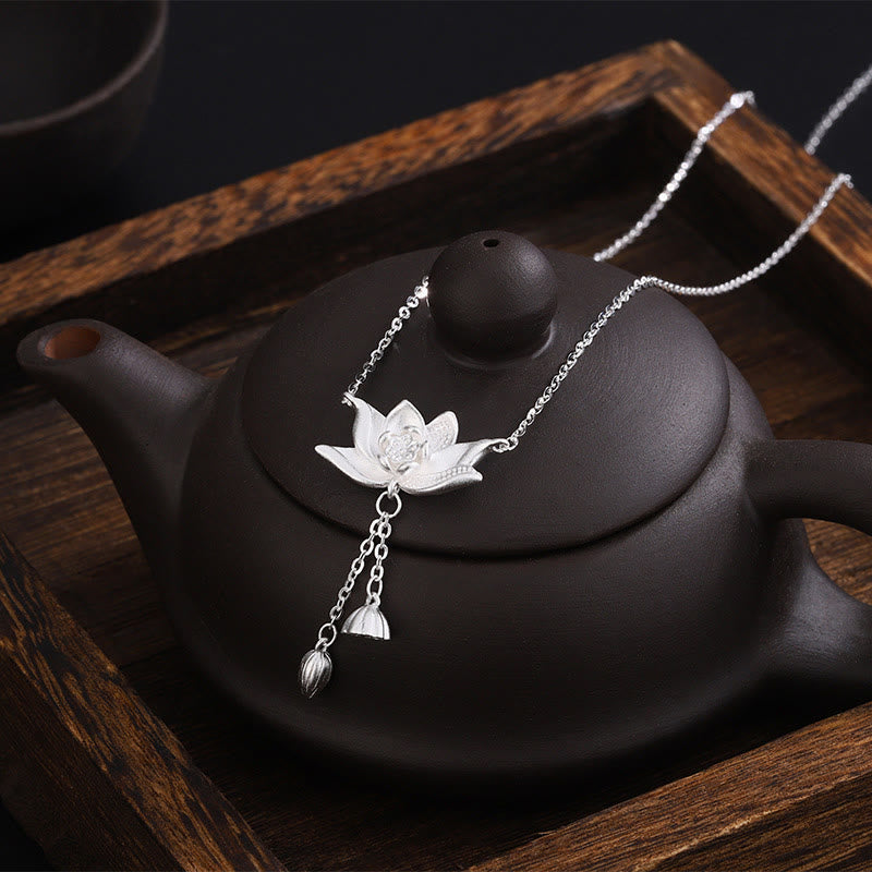 999 Sterling Silber Lotus Flower Pod Enlightenment Halskette