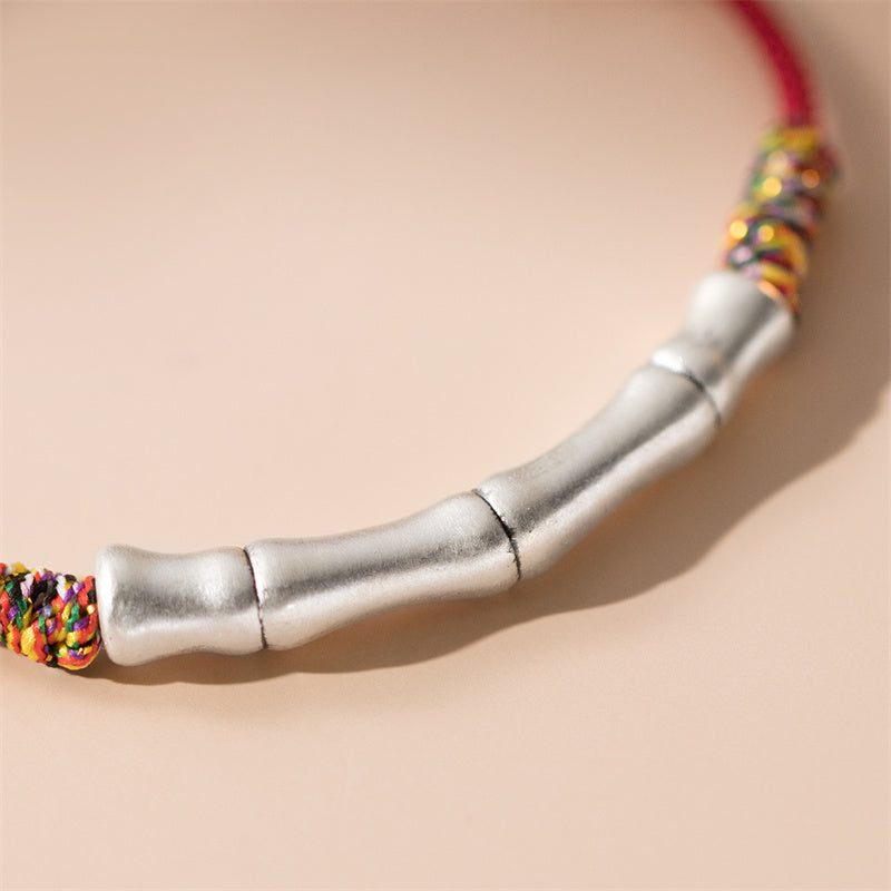 999 Sterling Silber Glück Bambus Rotes Seil Armband