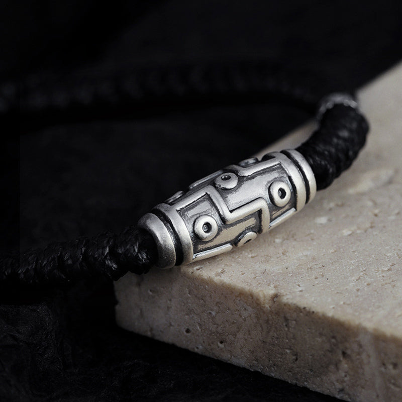 999 Sterling Silber Neun-Augen-Dzi-Perlen-Armband für spirituellen Schutz