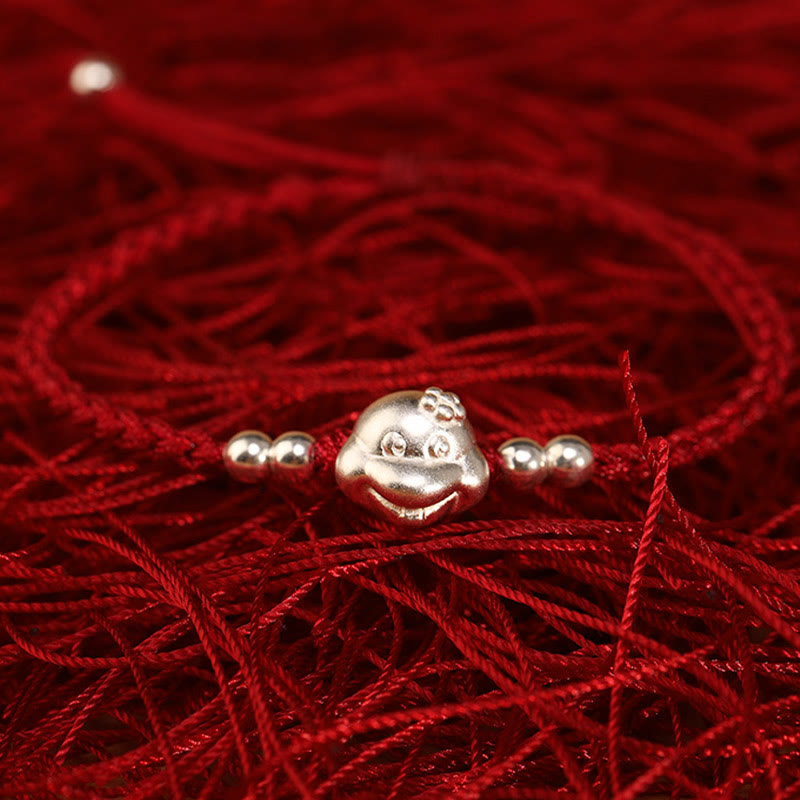 999 Sterling Silber Schlangenkopf-Armband mit roter Schnur für Glück und Schutz