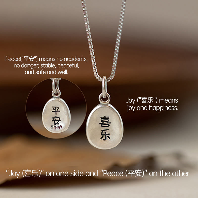 Spirituelle Halskette aus 999er Sterlingsilber mit Peace Joy Fu-Anhänger