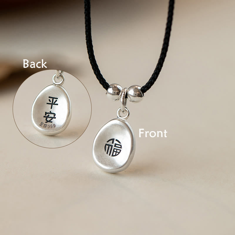 Spirituelle Halskette aus 999er Sterlingsilber mit Peace Joy Fu-Anhänger