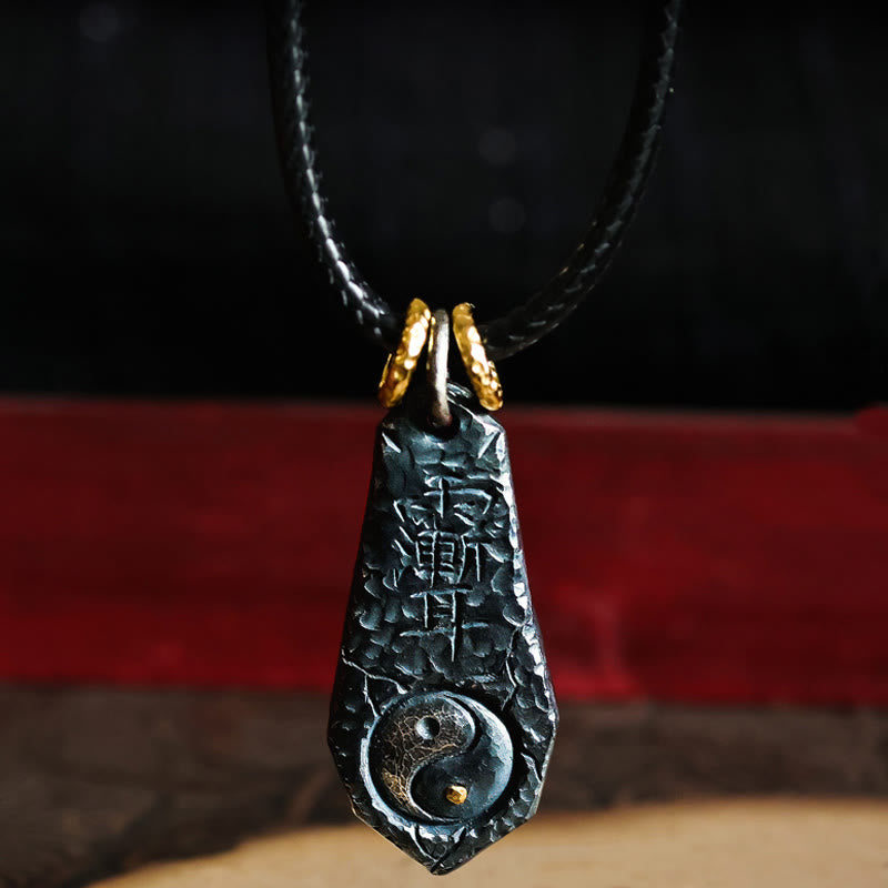 Yin-Yang-Harmonie-Halskettenanhänger aus 999er-Sterlingsilber