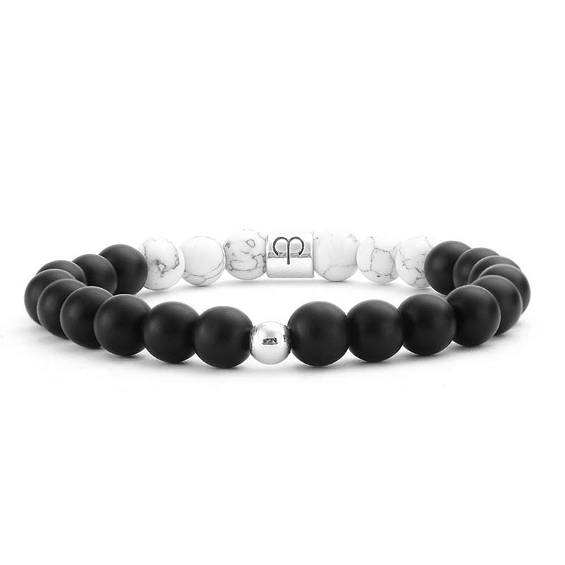 8mm White Turquoise Zodiac Bracelet for Protection & Fortune