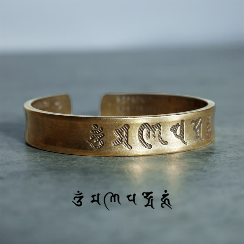 Tibetan Om Mani Padme Hum Brass Mantra Bracelet
