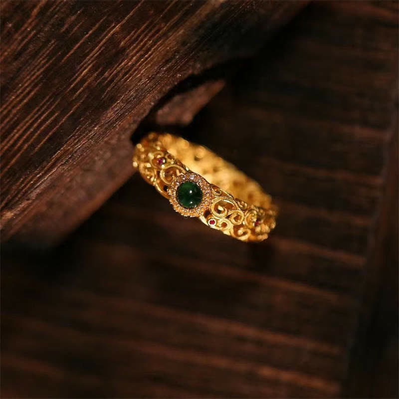 Cyan Jade 925 Silber Ring US6 für Erfolg & Heilung