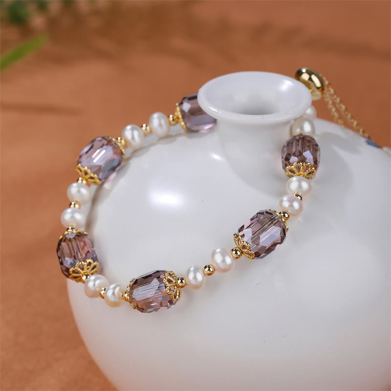 Amethyst-Perlen-Peace-Heilungsarmband, 14–16 cm Handgelenk