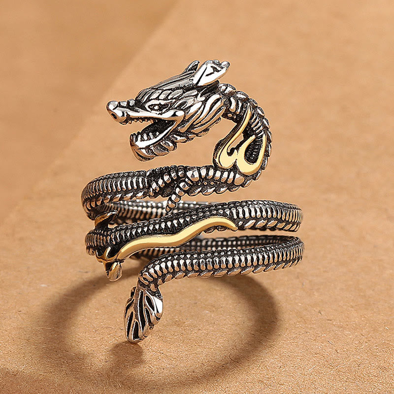 Vintage Dragon Copper Strength Ring Adjustable Unisex