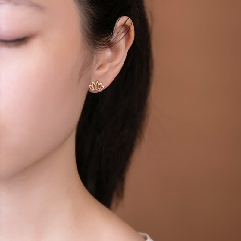 Silver Lotus Flower Blessing Earrings 18mm | Healing Sounds
