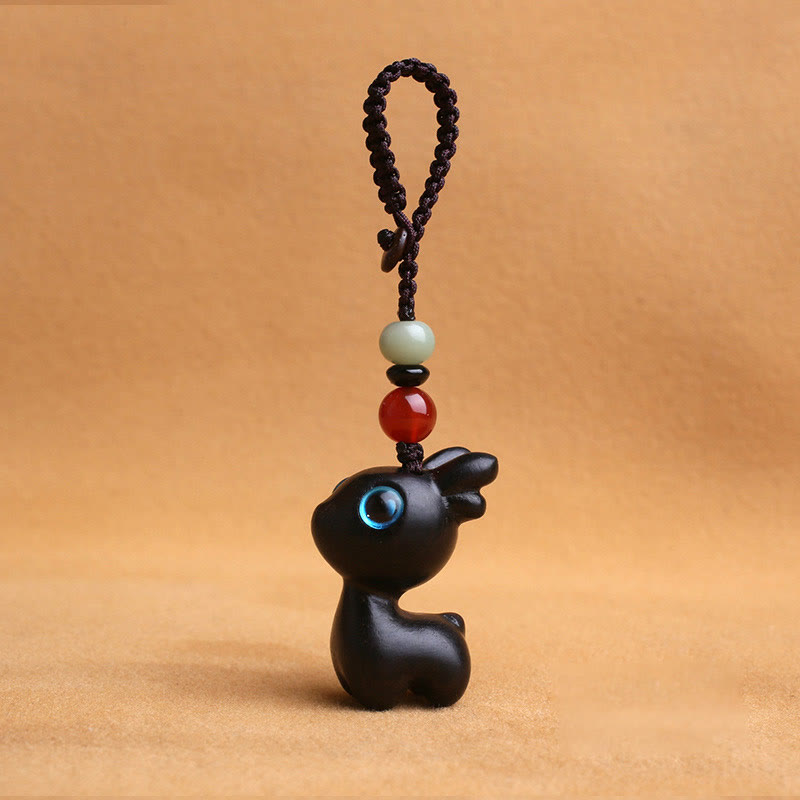 Sandelholz Holz 35mm Mini Hirsch Schutz Schlüsselanhänger