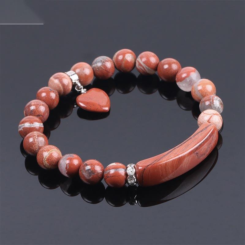 Natural Quartz Love Heart Healing Beads Bracelet 8mm