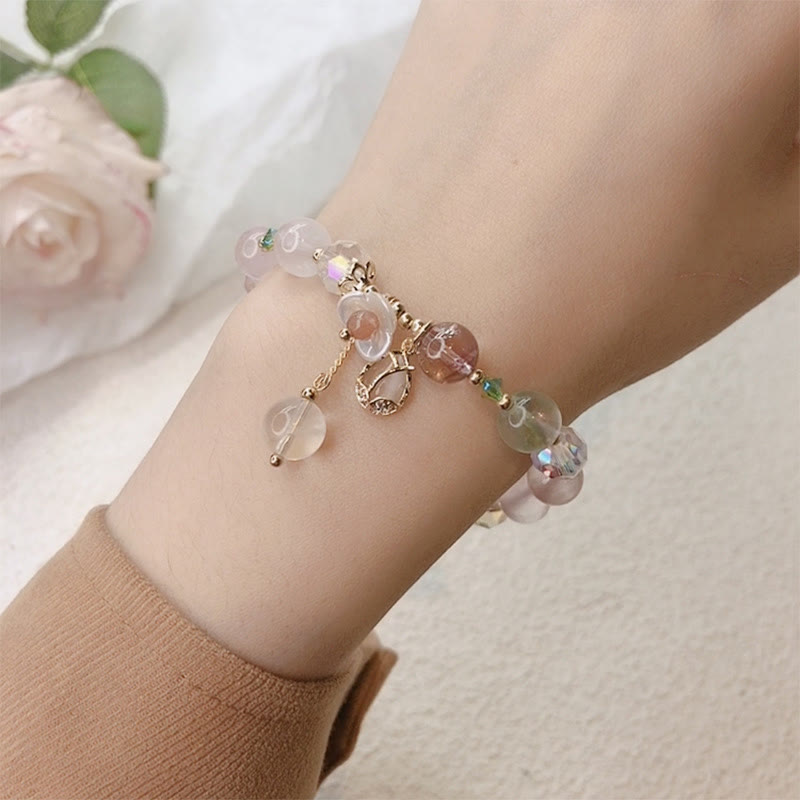 Strawberry Quartz Fluorite Healing Bracelet for Emotional Clarity