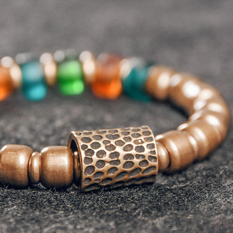 9 mm Kupferfarbene Glasperlen Spirituelles Armband für Reichtum