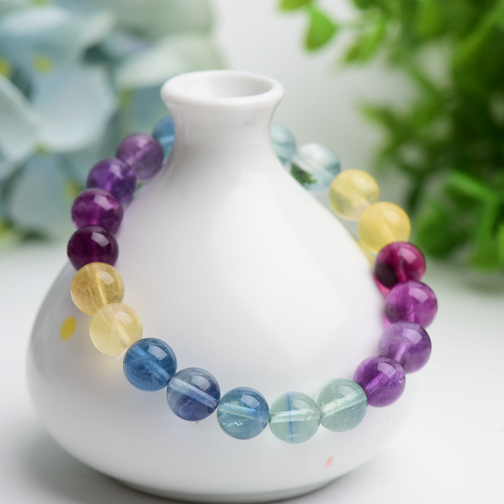 9mm Mixed Fluorite Healing Bracelet for Chakra Balance