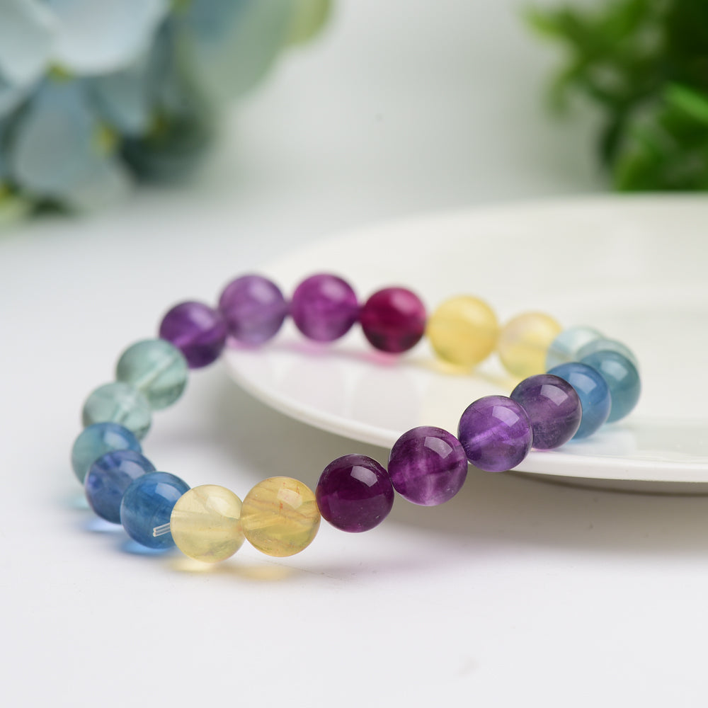 9mm Mixed Fluorite Healing Bracelet for Chakra Balance