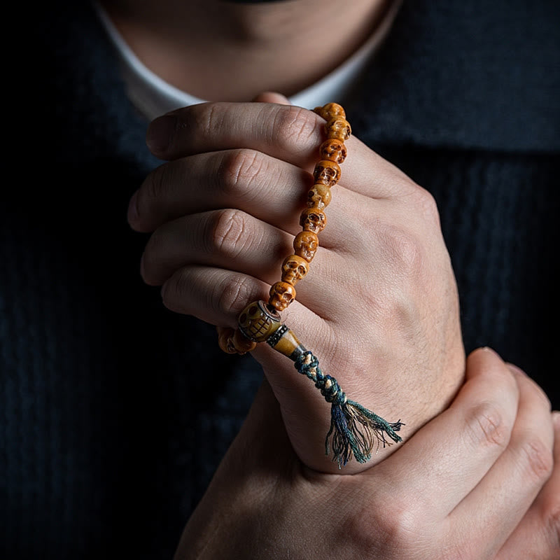 9 mm tibetisches Yakknochen-Armband für spirituellen Schutz