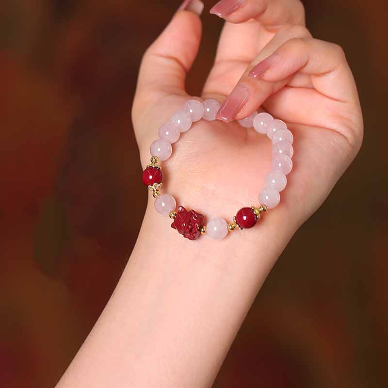 Pink Crystal Nine-Tailed Fox Love Bracelet 8mm Soothing