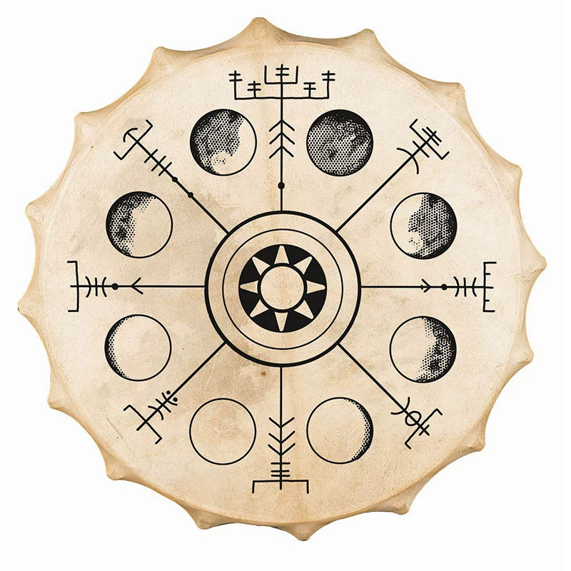 22,5 Zoll handgefertigte schamanische Rahmentrommel aus Jakutien