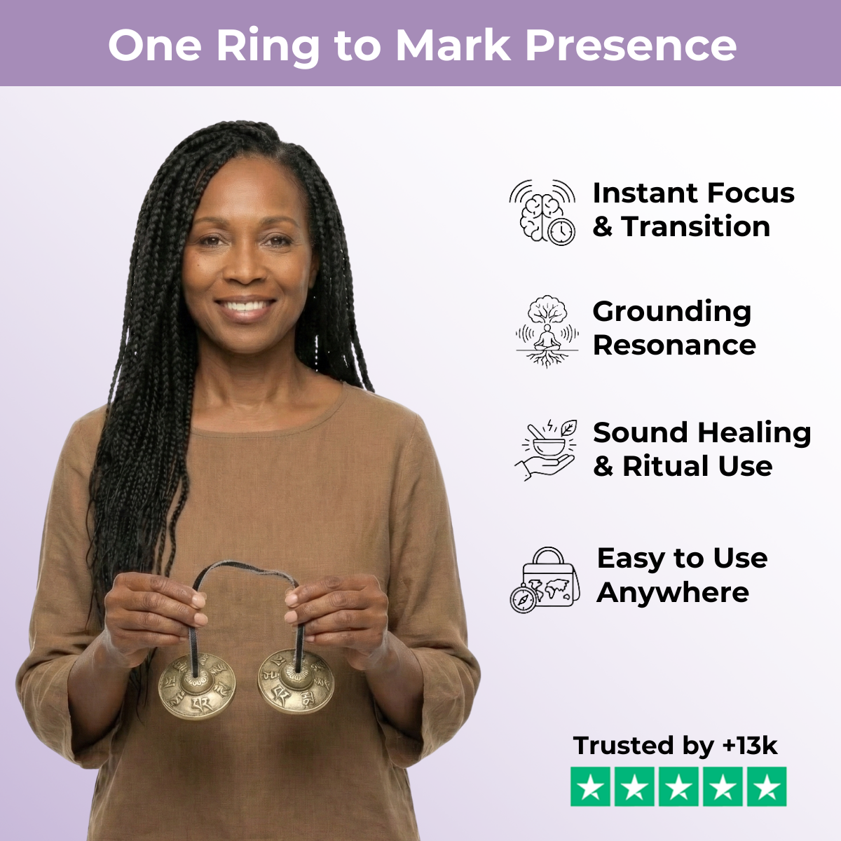 Kupferne tibetische Tingsha-Glocke für Glück und Meditation