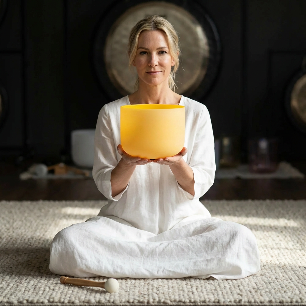 Gelbe E-Note Solarplexus-Chakra-Kristallklangschale