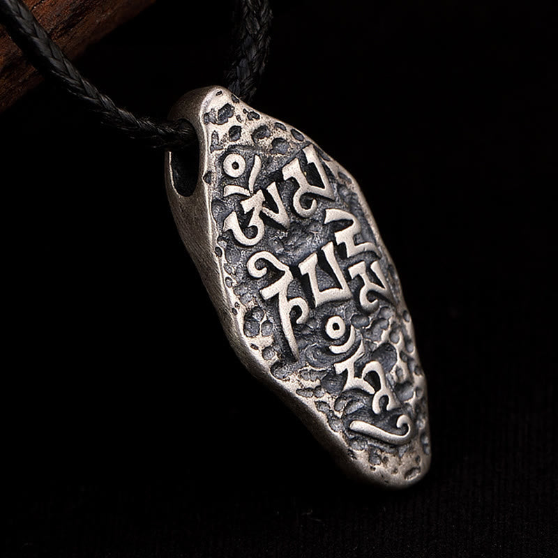 Sterling Silver Om Mani Padme Hum Necklace for Strength & Peace