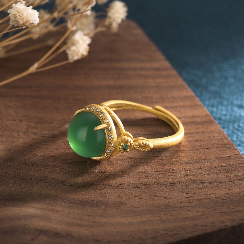 10 mm grüner Jade-Glücksring | Unisex-Jadering