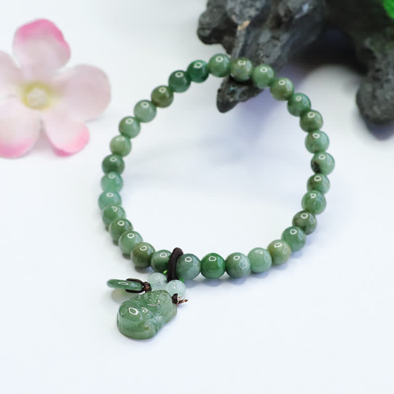 Cyan-Jade-Buddha-Armband mit lachendem Buddha-Anhänger zur Heilung