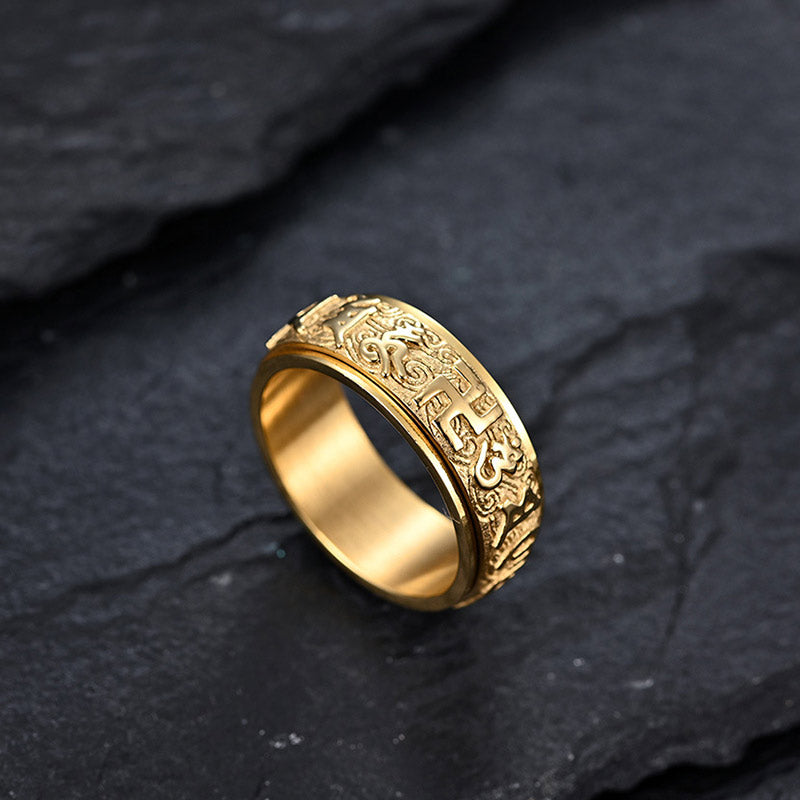 8 mm Titanstahl-Ring „Om Mani Padme Hum“ für Gleichgewicht und Ruhe